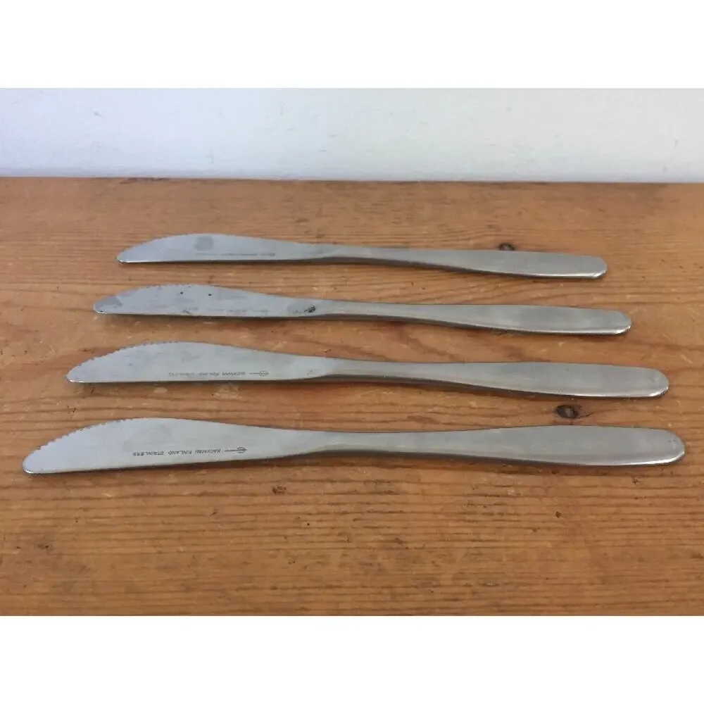 Set Of 4 Vtg Hackman Finland Stainless Steel Butter Knives Silverware Flatware